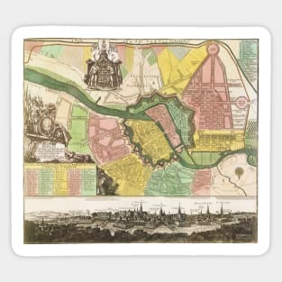 Antique Map of Berlin, Germany by Matthäus Seutter, 1738 Sticker